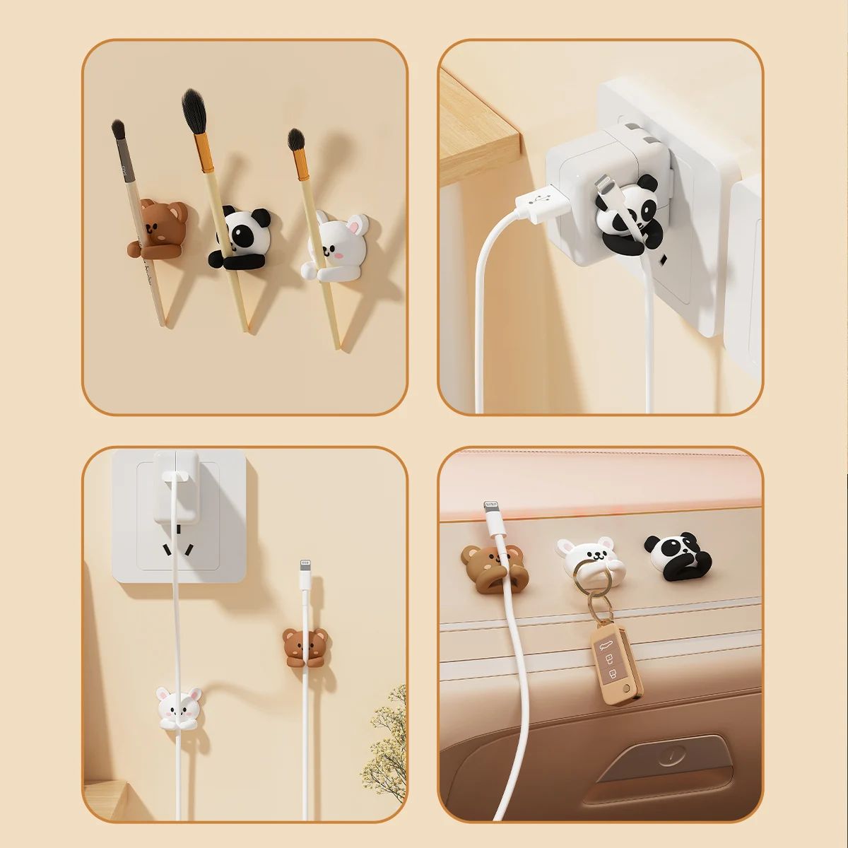 Cute Self-Adhesive PVC Cable Organizers – Stylish, Tidy & Durable Wire Management Solution!