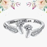 Huitan Mother & Child Angel Wing Ring – Heartfelt Gift for Moms & Women